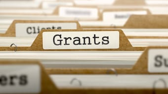 Grants - Word on Folder Register of Card Index. Selective Focus. Catalog Concept.